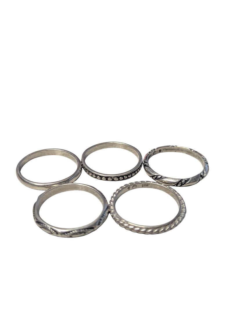 Lot of 5 Sterling Silver & Costume Rings
