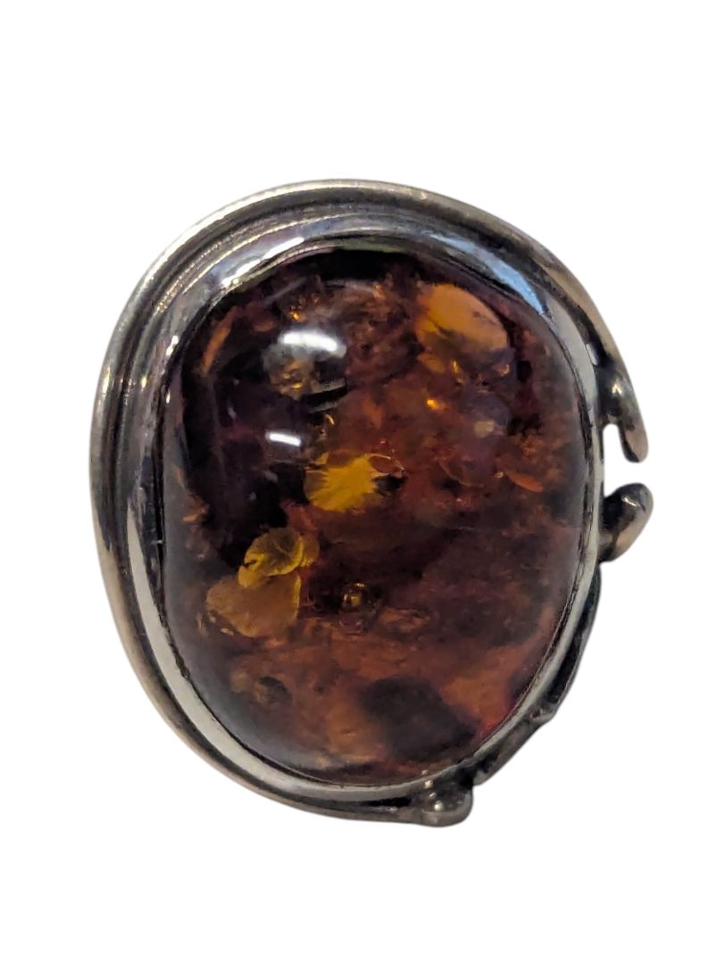 Lot of 5 Sterling Silver Rings – Amber & Statement Styles