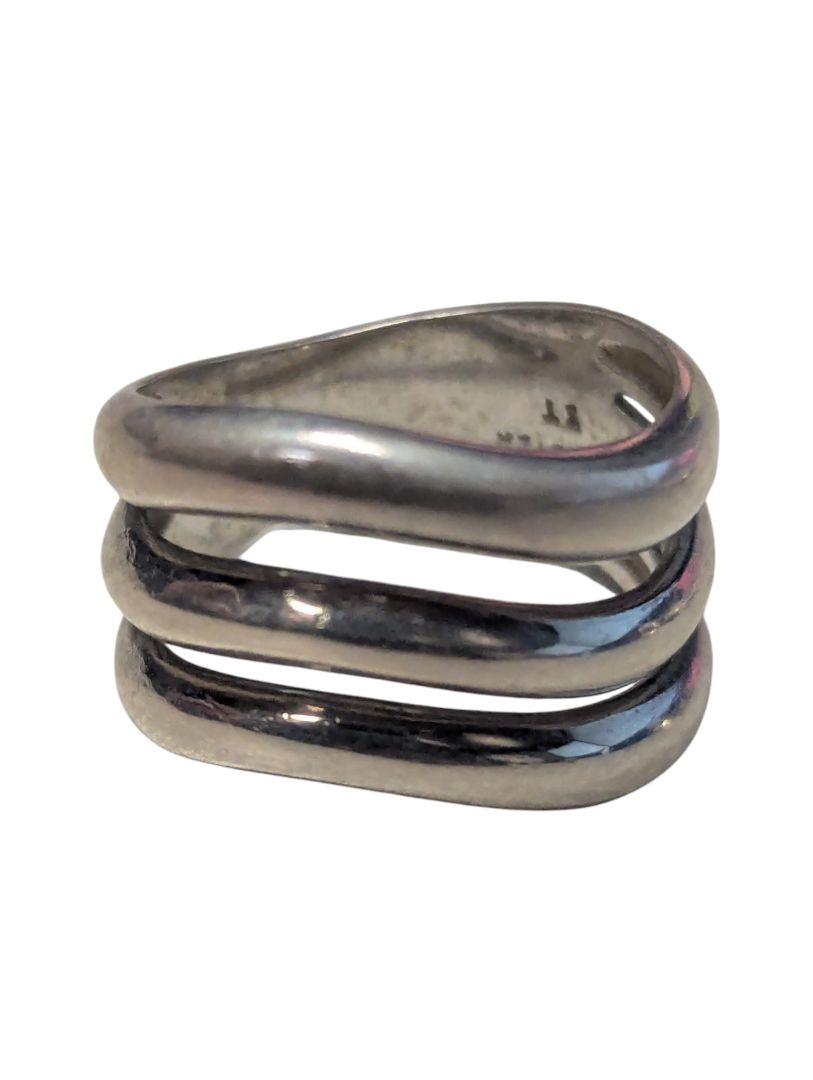 Lot of 5 Sterling Silver & Costume Rings – Red Cabochon & Band Styles