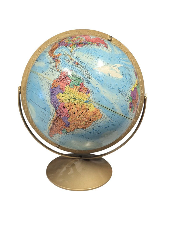 16″ Vintage Terrestrial Globe on Metal Tilt Stand