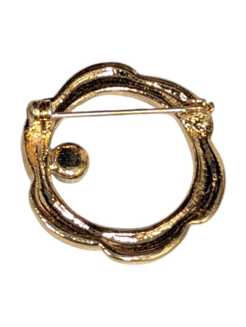 Lot of 5 Vintage Costume Brooches – Enamel, Rhinestone & Gold-Tone Mix