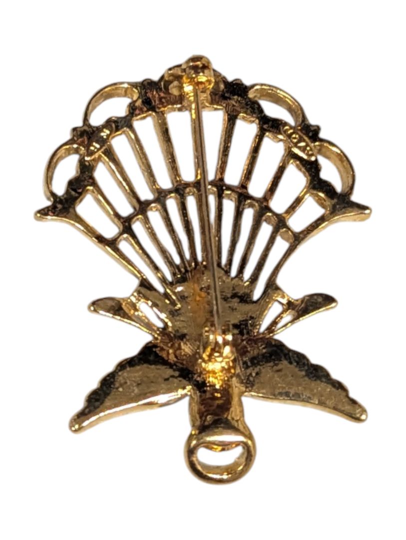 Lot of 5 Vintage Costume Brooches – Enamel, Rhinestone & Gold-Tone Mix