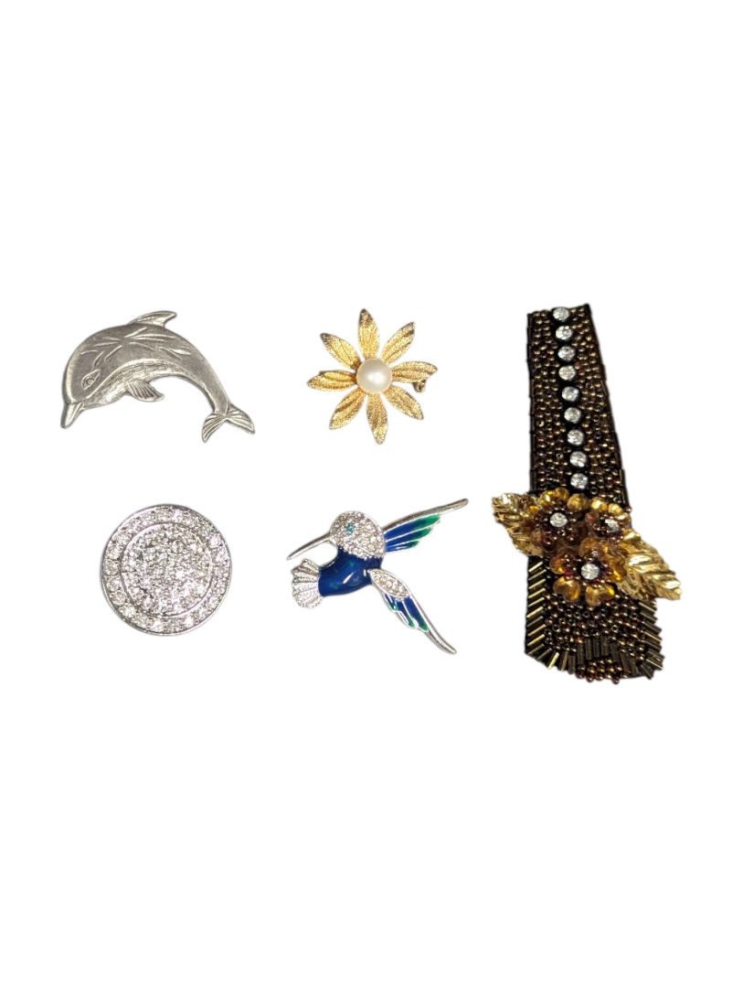 Lot of 5 Vintage Brooches