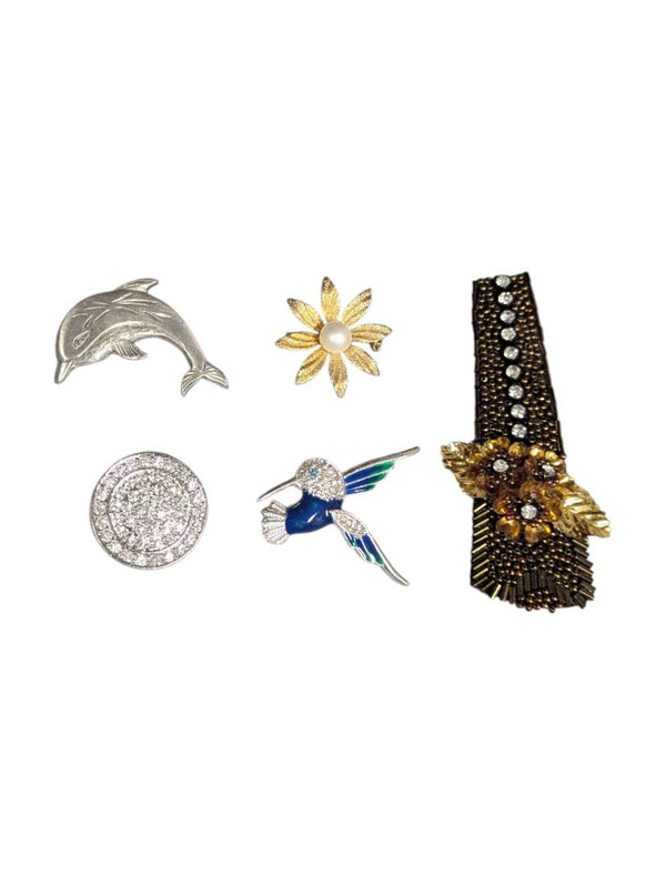 Lot of 5 Vintage Brooches