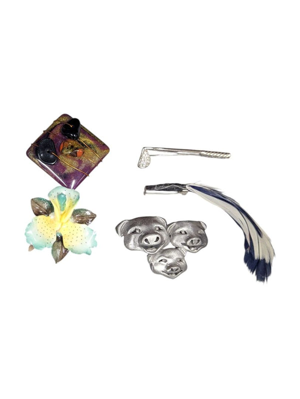 Lot of 5 Vintage Costume Brooches