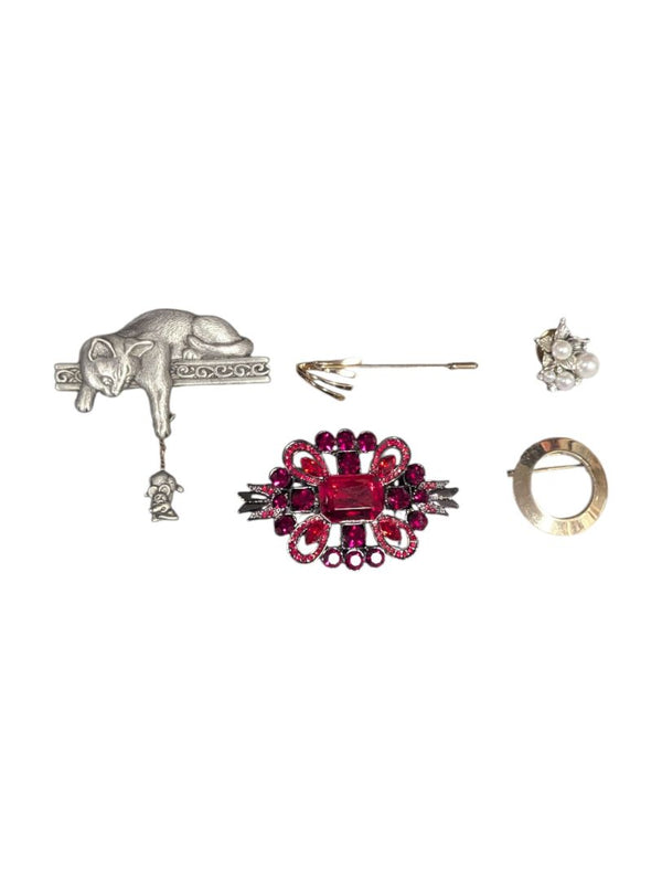 Lot of 5 Costume Brooches & Pins