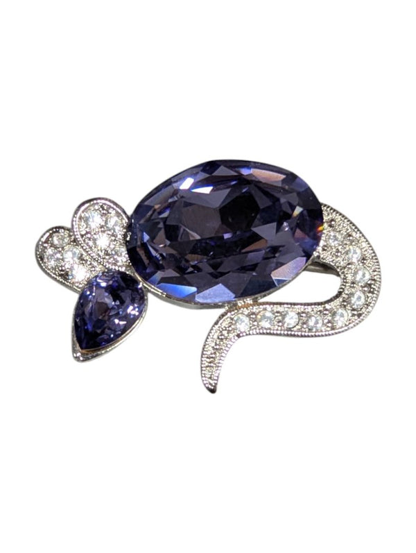 Lot of 5 Vintage Costume Brooches – Mixed Metal, Rhinestone & Carved Floral Designs