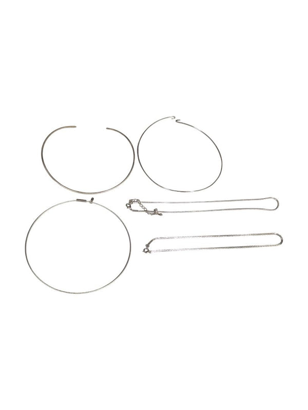 Lot of 4 Silver-Tone Necklaces – Minimalist Collars & Fine Chains