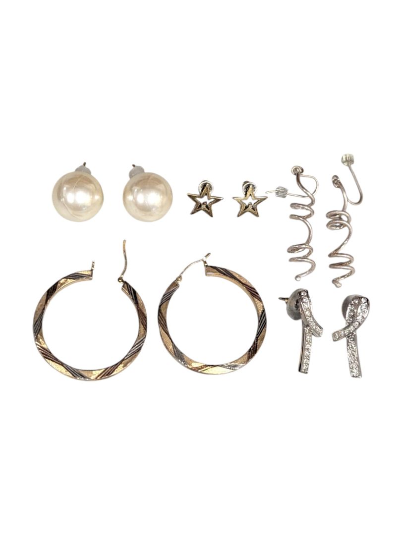 Lot of 5 Pairs of Mixed Earrings – Hoops, Studs & Statement Designs