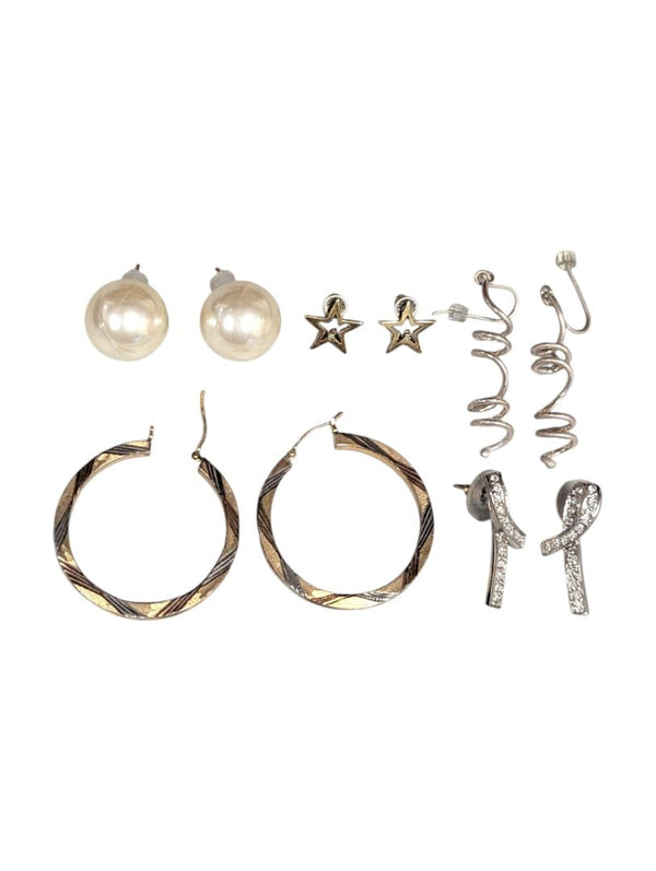 Lot of 5 Pairs of Mixed Earrings – Hoops, Studs & Statement Designs