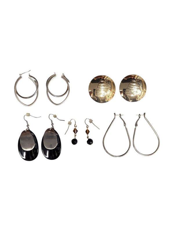 Lot of 5 Pairs of Mixed Earrings – Silver-Tone, Beaded & Statement Styles