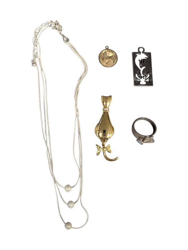 Lot of 5 Mixed Jewelry Pieces – Necklaces, Pendants & Ring Collection