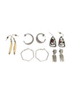 Lot of 5 Pairs of Mixed Earrings – Silver-Tone, Geometric & Boho Styles