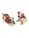 Pair of Ceramic Christmas Puppies Figurines