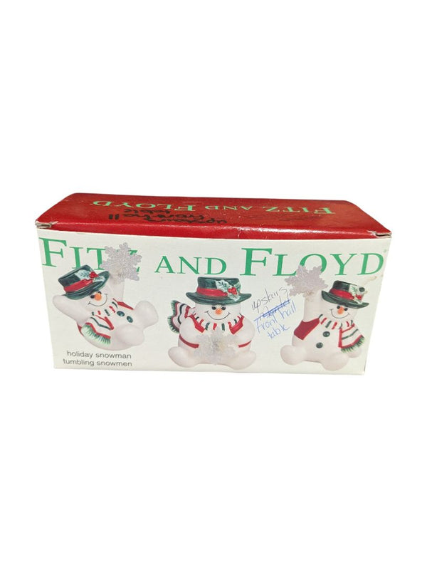 Set of 3 Ceramic Snowmen Figurines