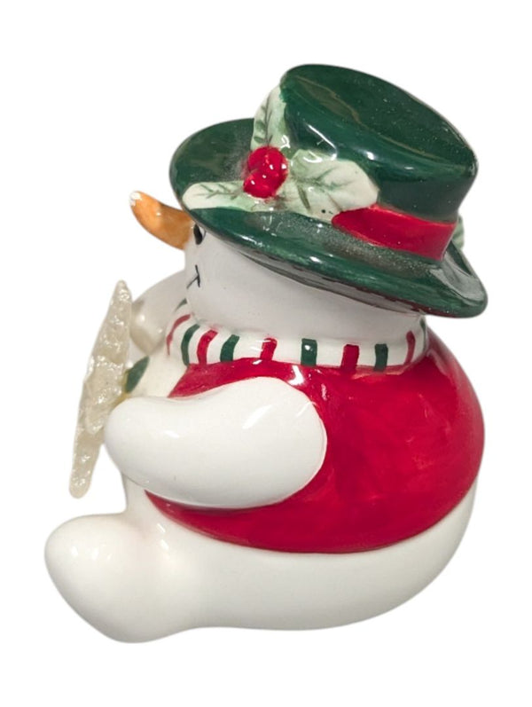Set of 3 Ceramic Snowmen Figurines