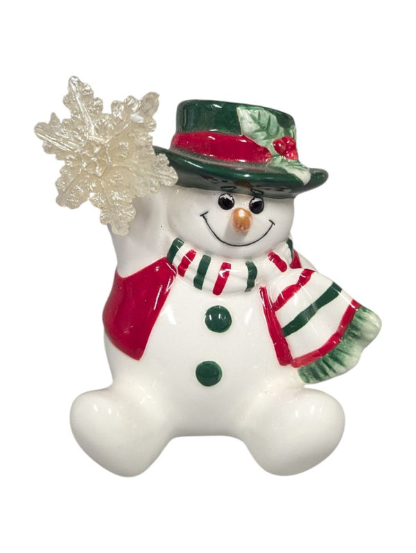 Set of 3 Ceramic Snowmen Figurines
