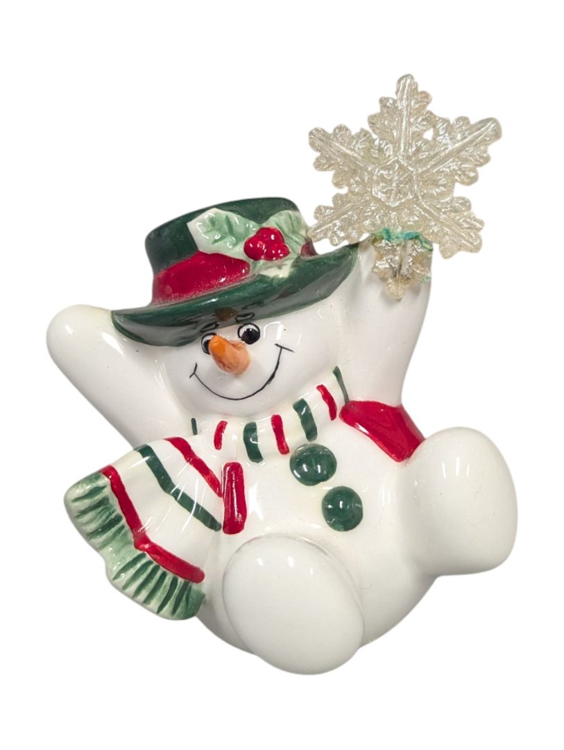 Set of 3 Ceramic Snowmen Figurines