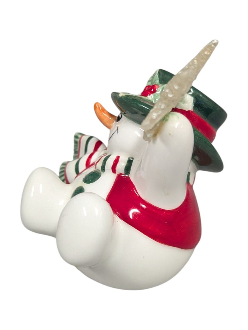 Set of 3 Ceramic Snowmen Figurines