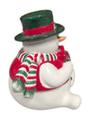 Ceramic Snowman Holding Gift Figurine