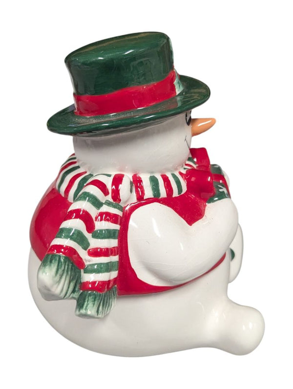 Ceramic Snowman Holding Gift Figurine