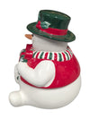 Ceramic Snowman Holding Gift Figurine