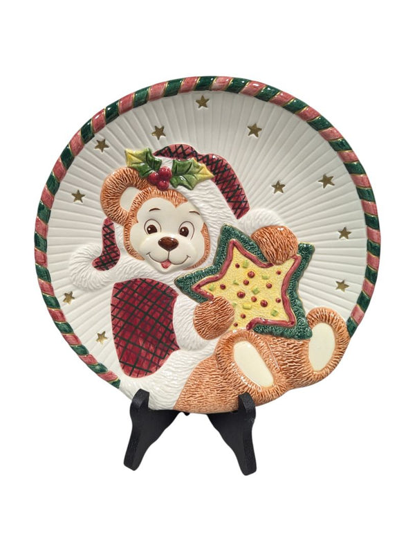 Festive Bear Motif Ceramic Plate