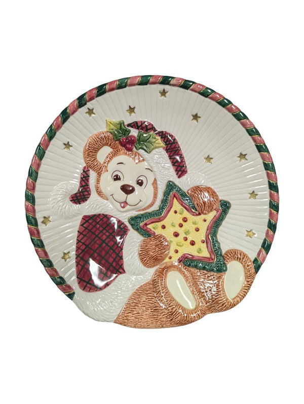 Festive Bear Motif Ceramic Plate