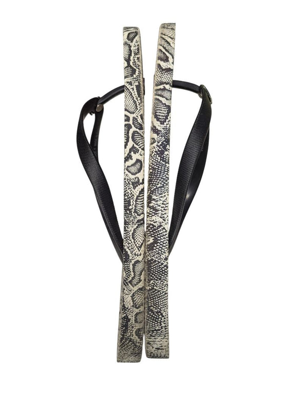 Women’s Snakeskin Print Flip-Flops — Black & Beige