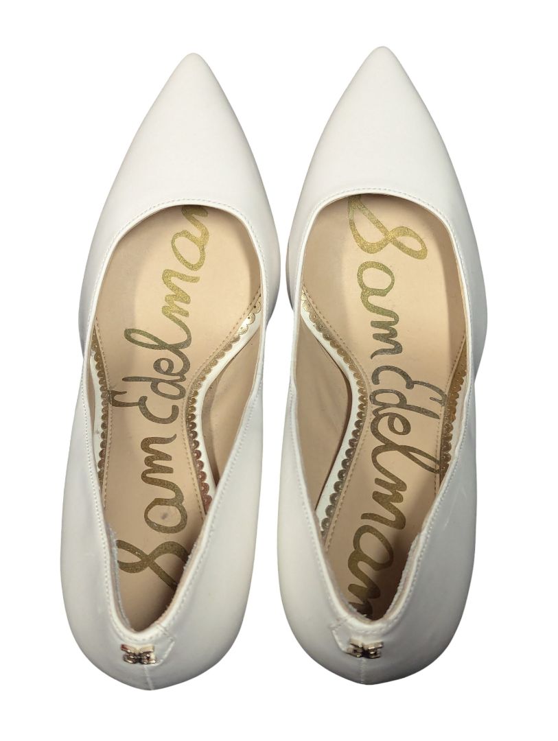 Sam Edelman White Leather Pointed-Toe Heels