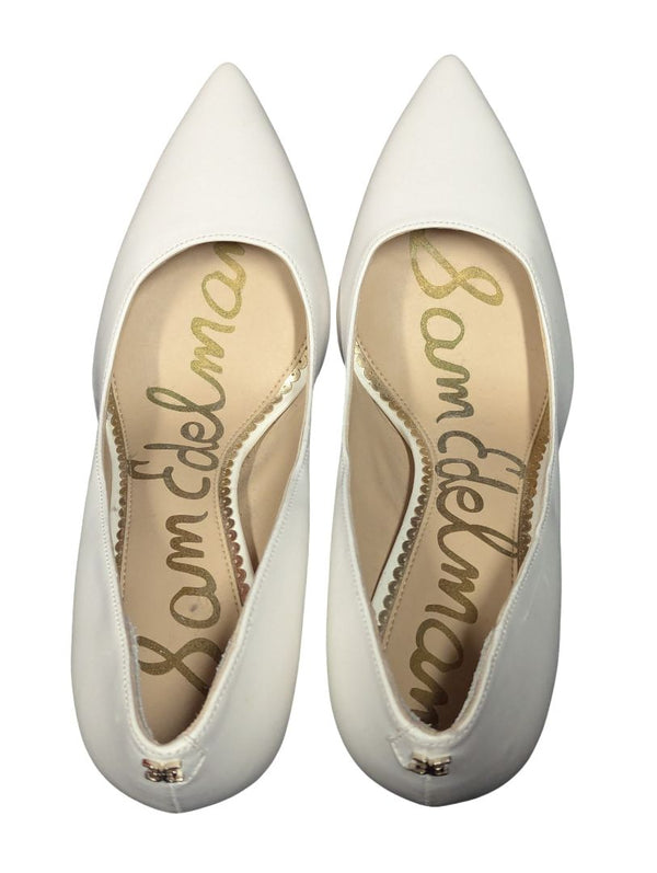 Sam Edelman White Leather Pointed-Toe Heels