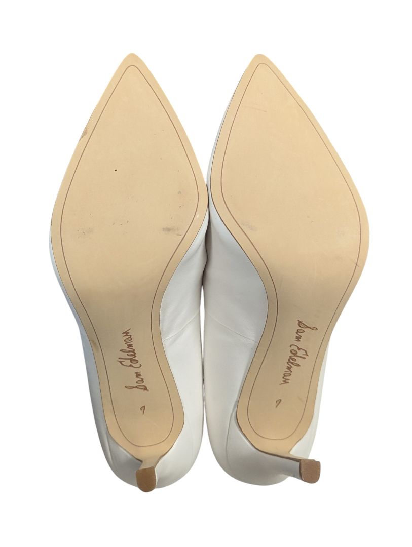 Sam Edelman White Leather Pointed-Toe Heels