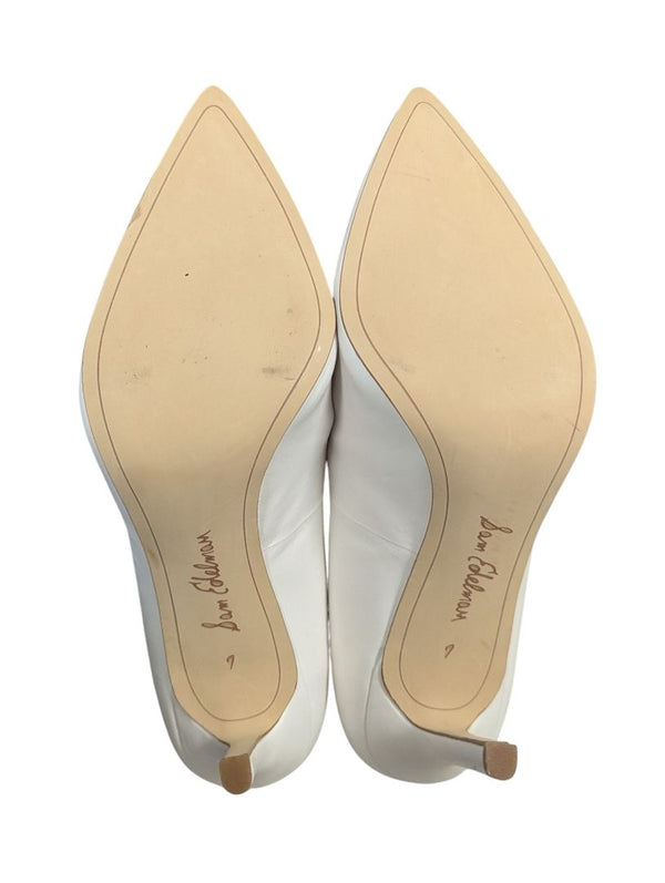 Sam Edelman White Leather Pointed-Toe Heels