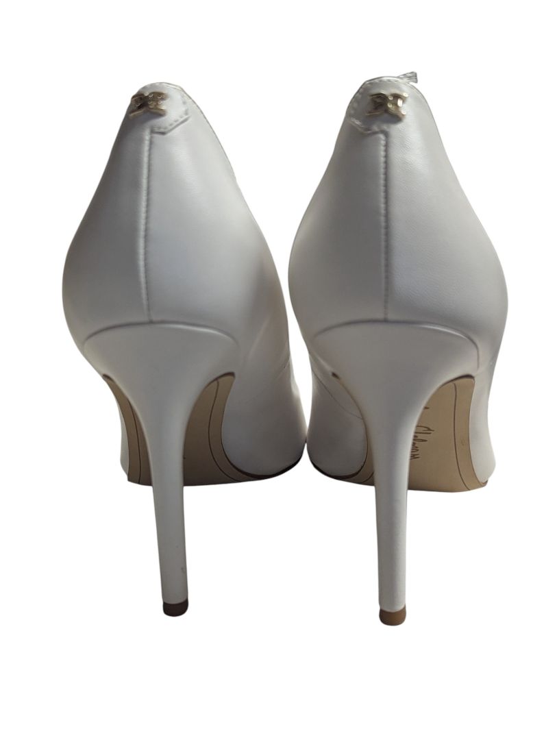 Sam Edelman White Leather Pointed-Toe Heels