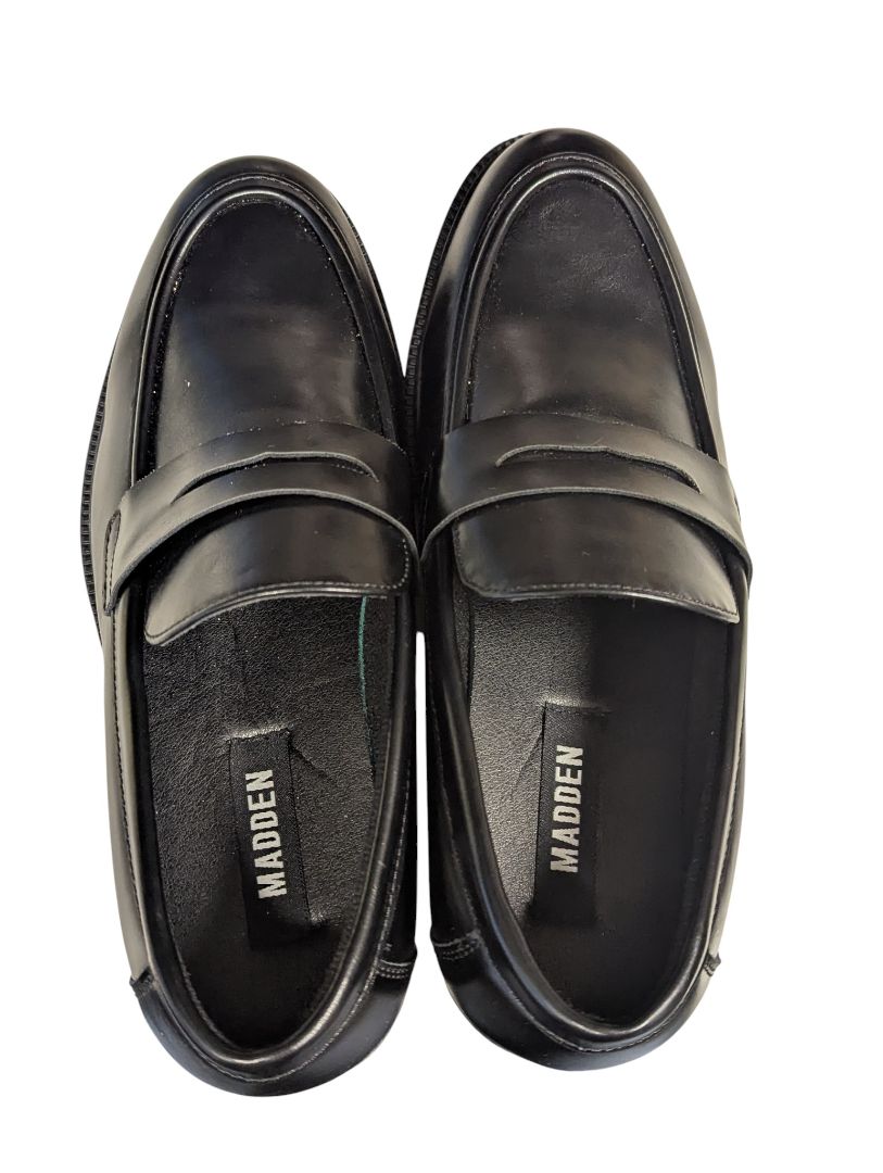 Madden Men’s Black Leather Penny Loafers