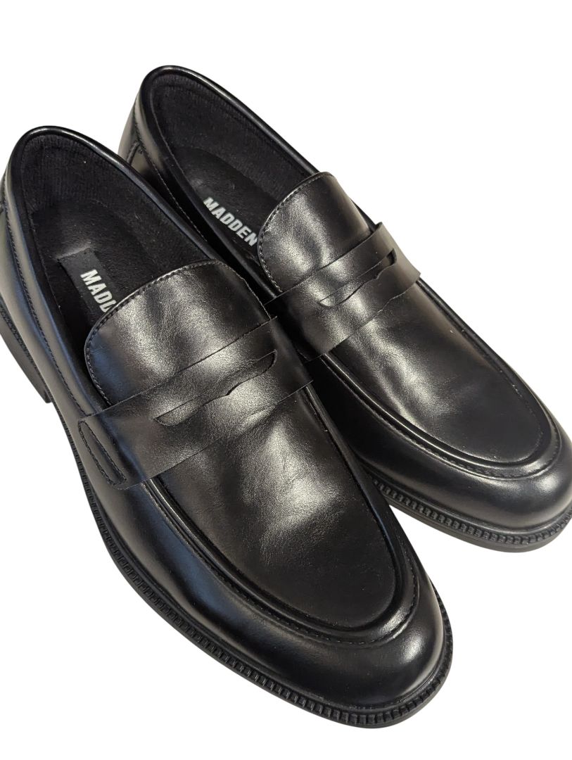 Madden Men’s Black Leather Penny Loafers