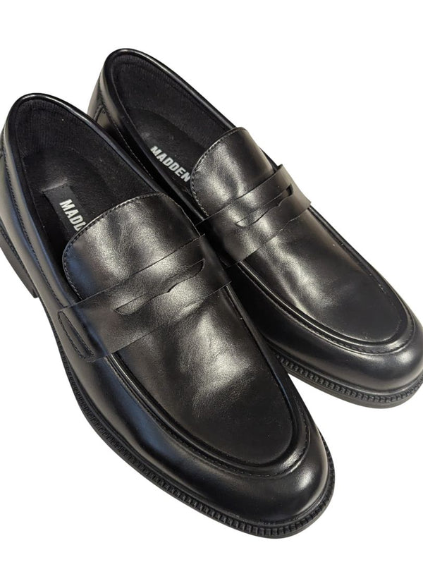 Madden Men’s Black Leather Penny Loafers