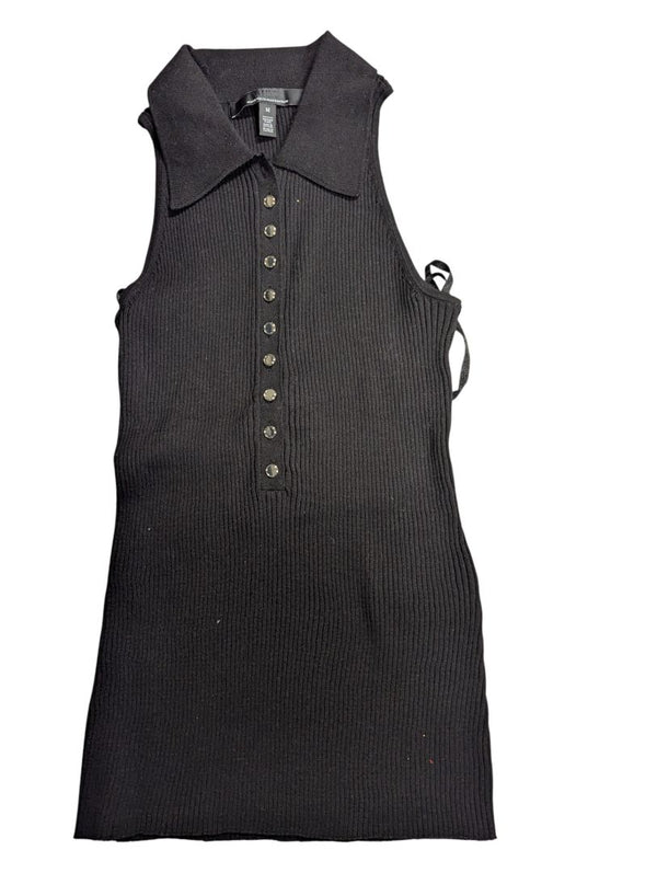 White House Black Market Rib-Knit Sleeveless Button-Front Dress