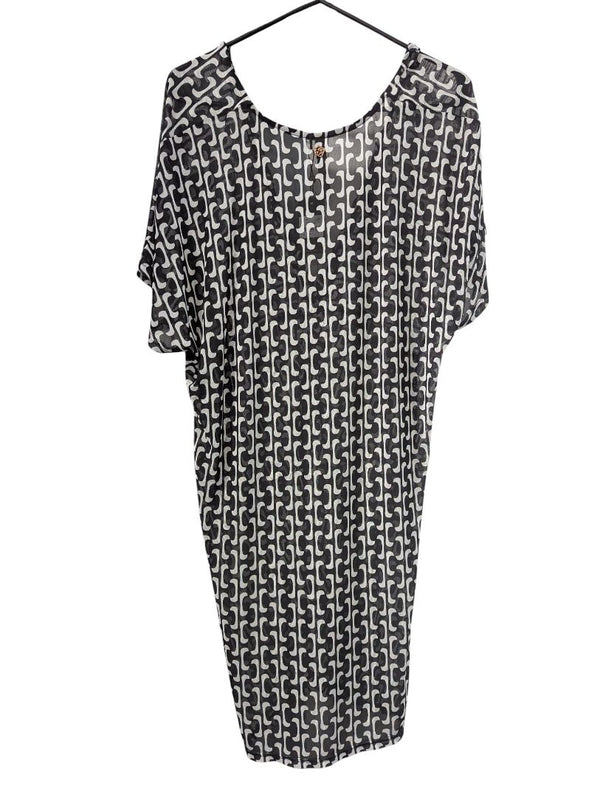 Turquoise Couture Black & White Graphic Knit Resort Dress