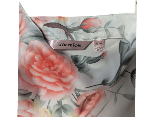 La Vie en Rose Floral Satin Sleep Set – Top & Shorts