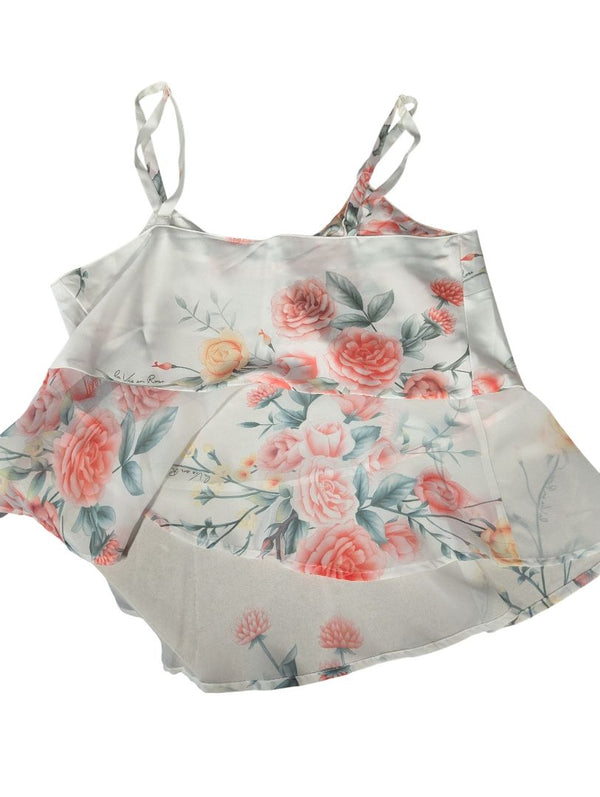 La Vie en Rose Floral Satin Sleep Set – Top & Shorts
