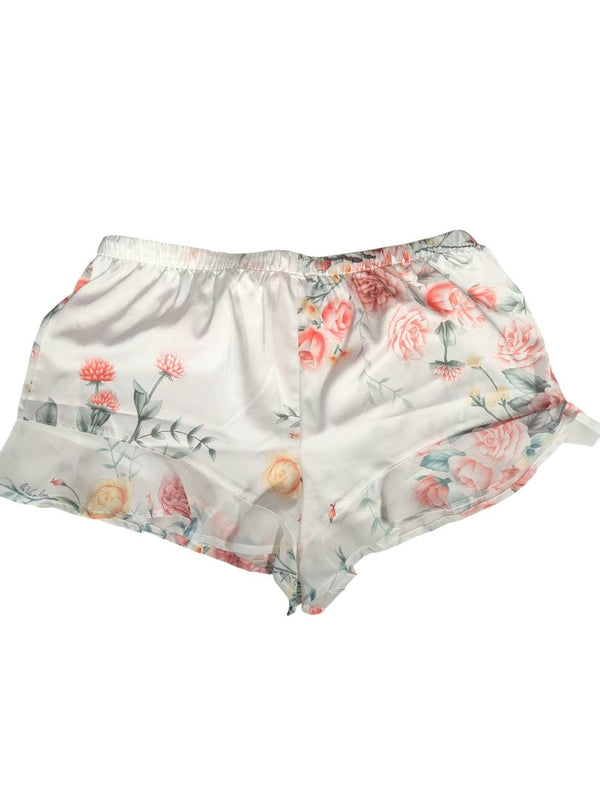 La Vie en Rose Floral Satin Sleep Set – Top & Shorts