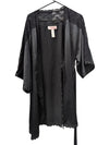 La Vie en Rose Black Satin Lace Robe