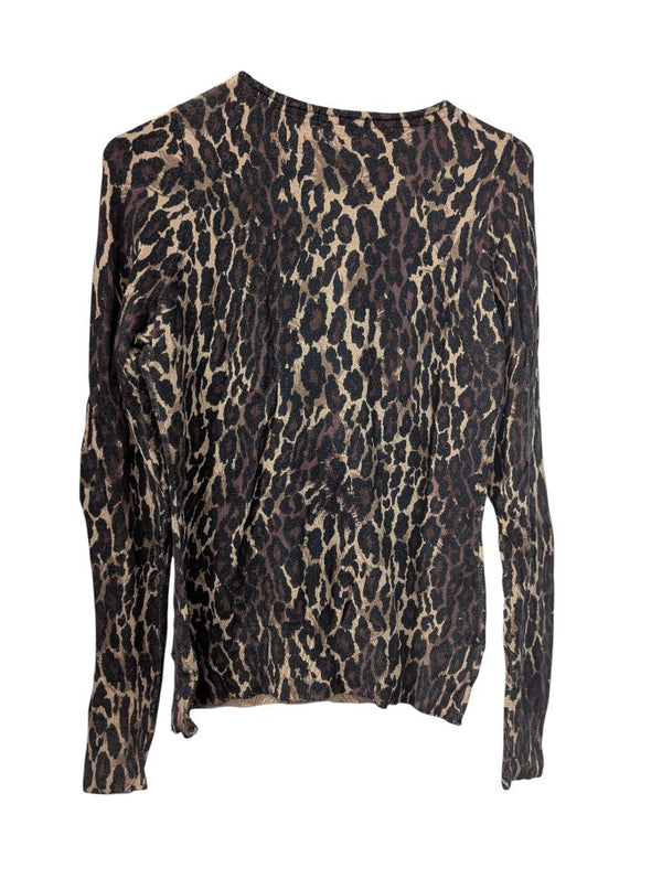 GUESS Leopard Print Button-Up Cardigan