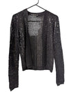 BCBG Max Azria Black Open-Knit Sequin Cardigan (Size M)