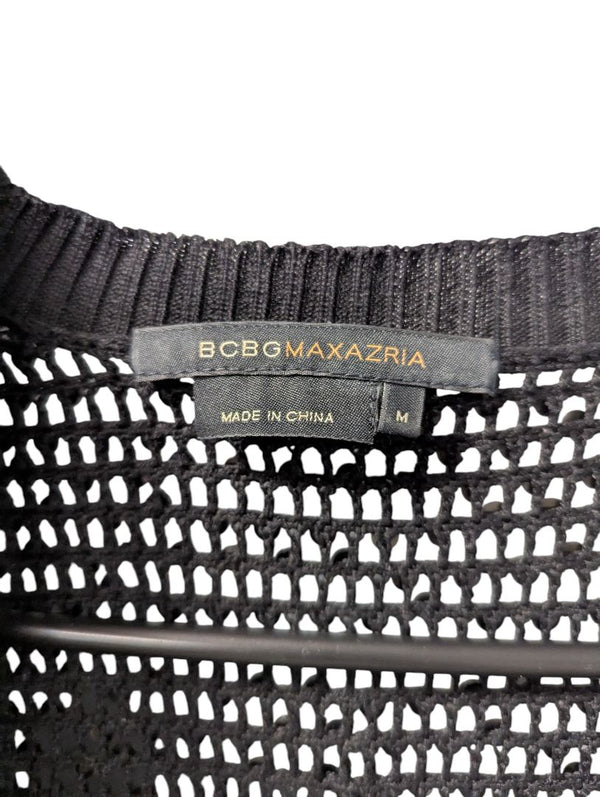 BCBG Max Azria Black Open-Knit Sequin Cardigan (Size M)