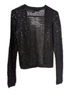 BCBG Max Azria Black Open-Knit Sequin Cardigan (Size M)