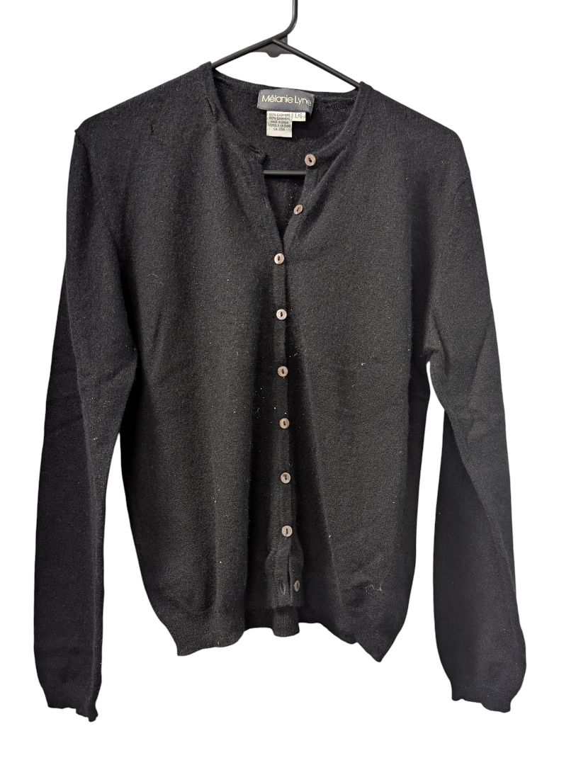 Mélanie Lyne 100% Cashmere Button-Front Cardigan (Size L)