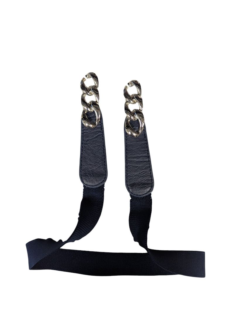 Black Shoulder Strap with Silver Chain Links