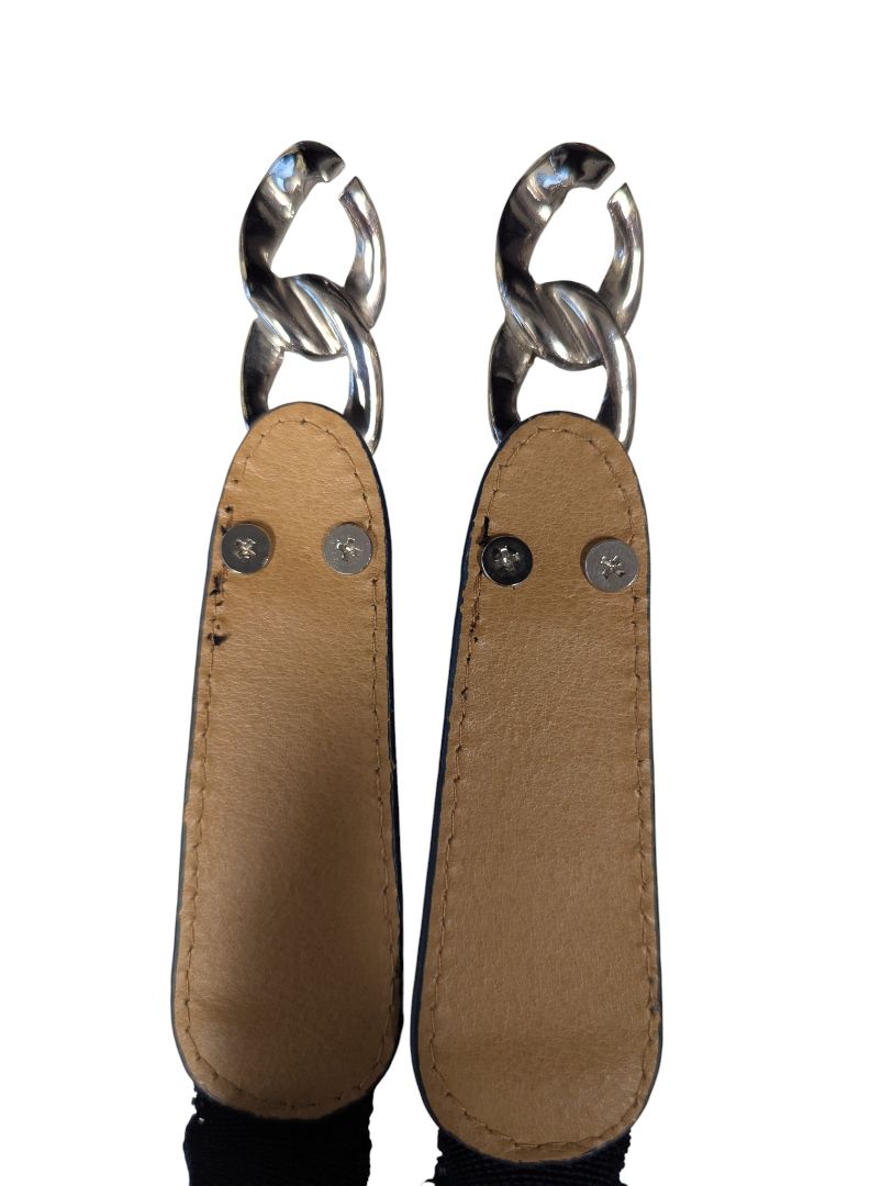 Black Shoulder Strap with Silver Chain Links